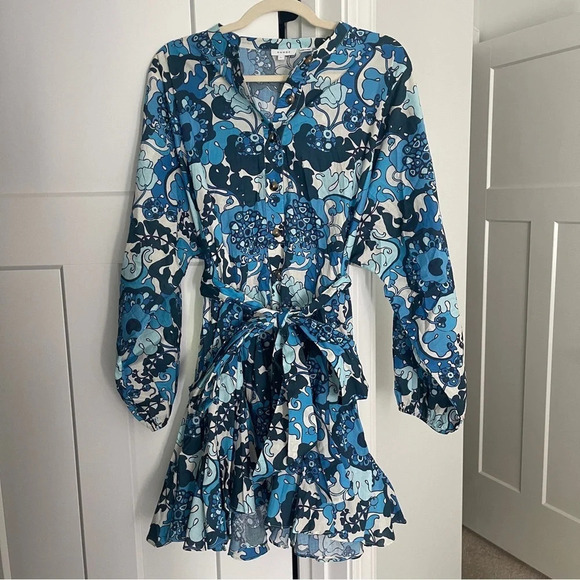 Rhode Emma Dress Woodstock Floral Blue Long Sleeve Dress - Picture 4 of 8